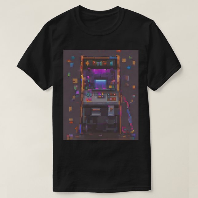 Camiseta Pixel Arcade Console Controller Gamer Sticker (Diseño del anverso)