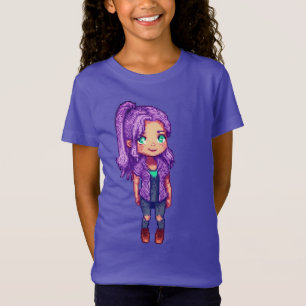 Camiseta Pixel Art Character Purple Hair