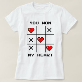 Camiseta Pixel Art "Ganaste mi corazón" Tic Tac Toe Gamer