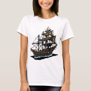 Camiseta Pixel Art Sailing Ship on Water