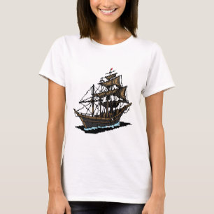 Camiseta Pixel Art Sailing Ship on Water