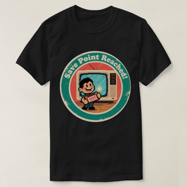 Camiseta Pixel Art Save Cartridge Insignia – Nostalgia de l (Diseño del anverso)