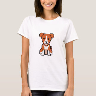 Camiseta píxel-arte-lindo-basenji-perro-vector-retro