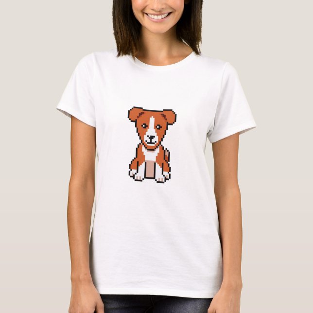 Camiseta píxel-arte-lindo-basenji-perro-vector-retro (Anverso)