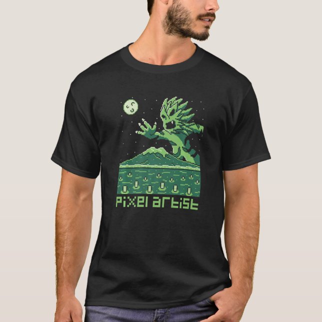 Camiseta Pixel Artist Monster Style Retro Computer Game (Anverso)