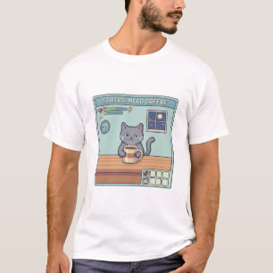 Camiseta Pixel Cat Necesita Café – Estado del Juego Retro R