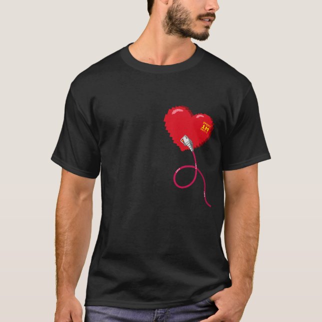 Camiseta Pixel Corazones conectados pareja coincidente dere (Anverso)
