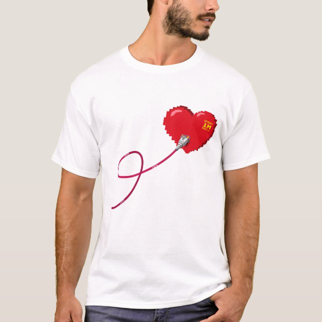 Camiseta Pixel Corazones conectados Traje de pareja coincid (Anverso)