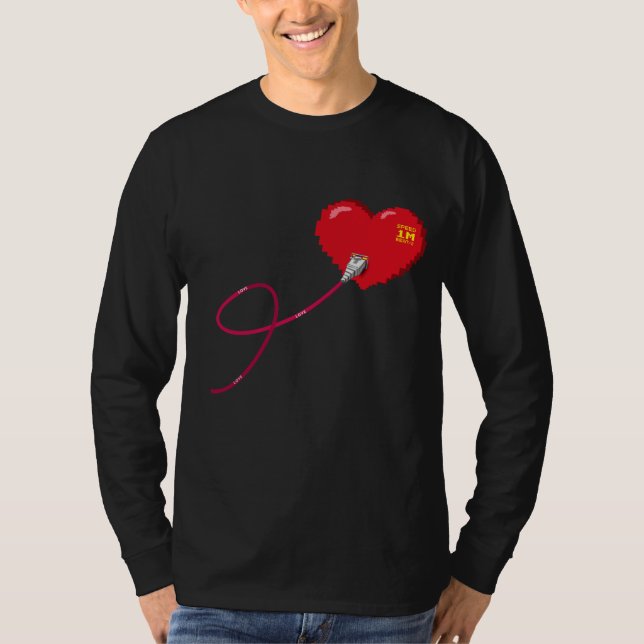Camiseta Pixel Corazones conectados Traje de pareja coincid (Anverso)