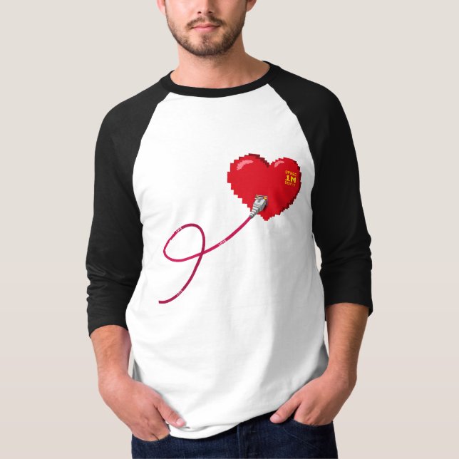Camiseta Pixel Corazones conectados Traje de pareja coincid (Anverso)