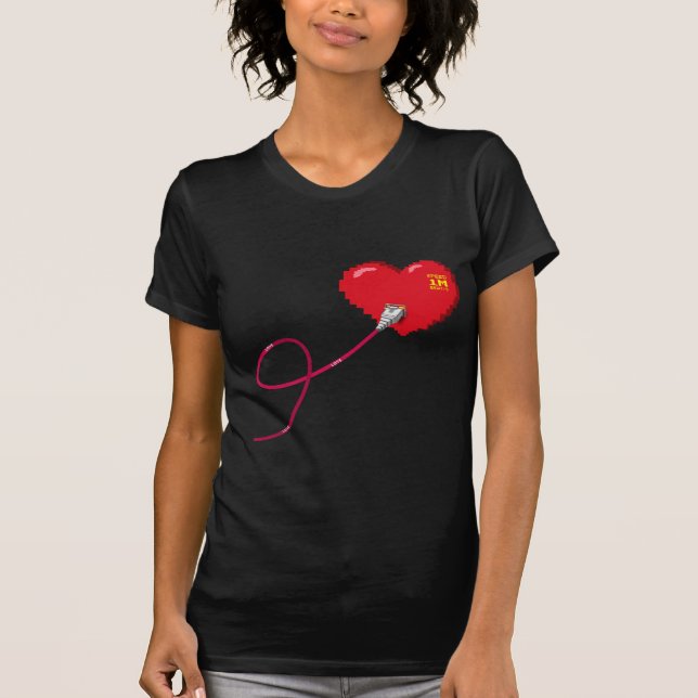 Camiseta Pixel Corazones conectados Traje de pareja coincid (Anverso)