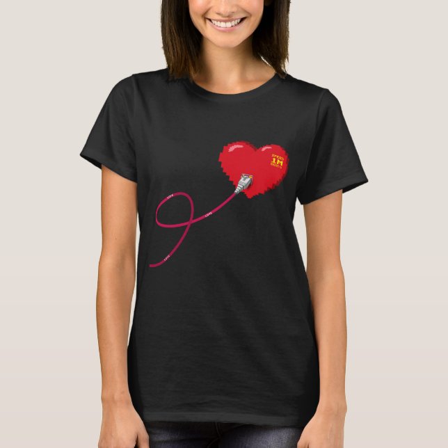 Camiseta Pixel Corazones conectados Traje de pareja coincid (Anverso)