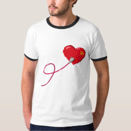 Camiseta Pixel Corazones conectados Traje de pareja coincid
