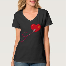 Camiseta Pixel Corazones conectados Traje de pareja coincid
