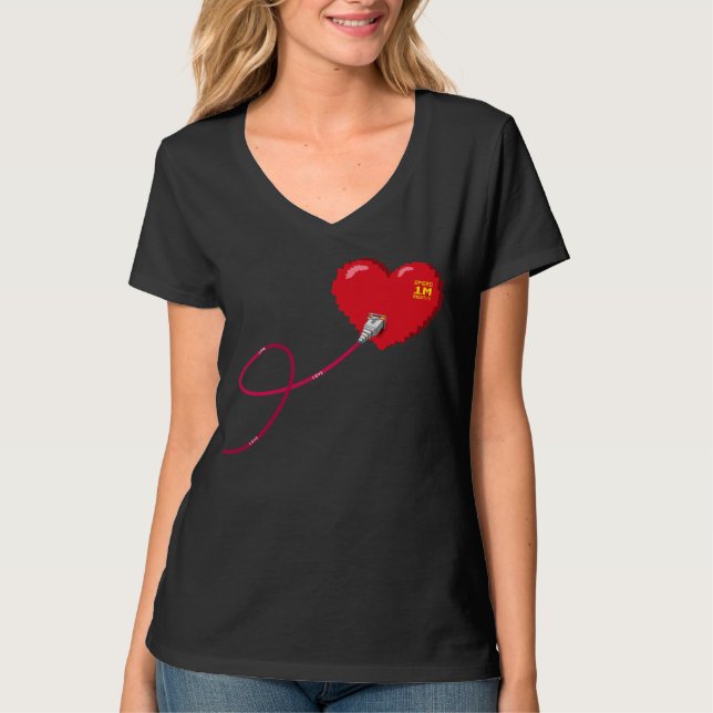 Camiseta Pixel Corazones conectados Traje de pareja coincid (Anverso)