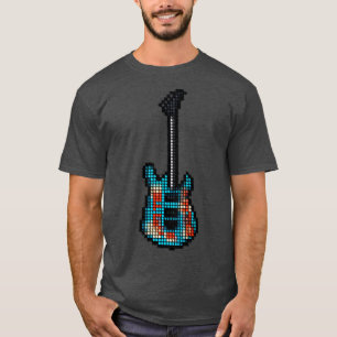 Camiseta Pixel en mosaico armado y guitarra sin hogar