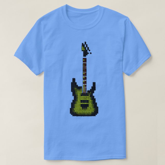 Camiseta Pixel en mosaico Green Burst Electric Guitar Arrib (Diseño del anverso)