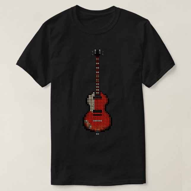 Camiseta Pixel en mosaico Lefty Bass Guitarra Arriba (Diseño del anverso)