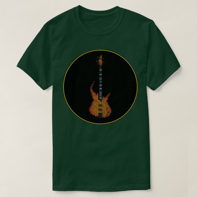 Camiseta Píxel en mosaico quemando guitarra de tocador en n (Diseño del anverso)