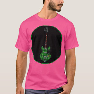 Camiseta Pixel en mosaico se vacía la guitarra verde en un 
