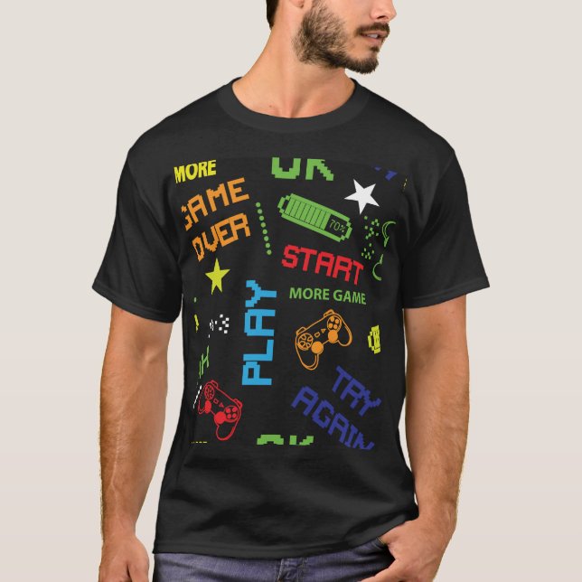 Camiseta Pixel Game Style: Resumen sin problemas. (Anverso)