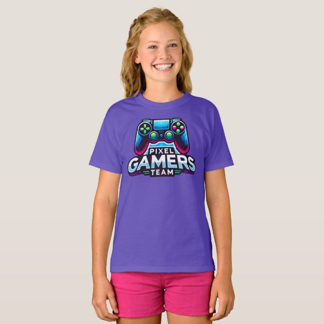 Camiseta Pixel Gamers Team - Chica de futuros jugadores (Anverso completo)