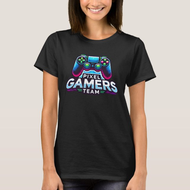 Camiseta Pixel Gamers Team - Play Bold, Game Strong (Anverso)