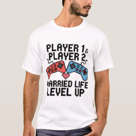 Camiseta Pixel Gaming Couple Level Up Design