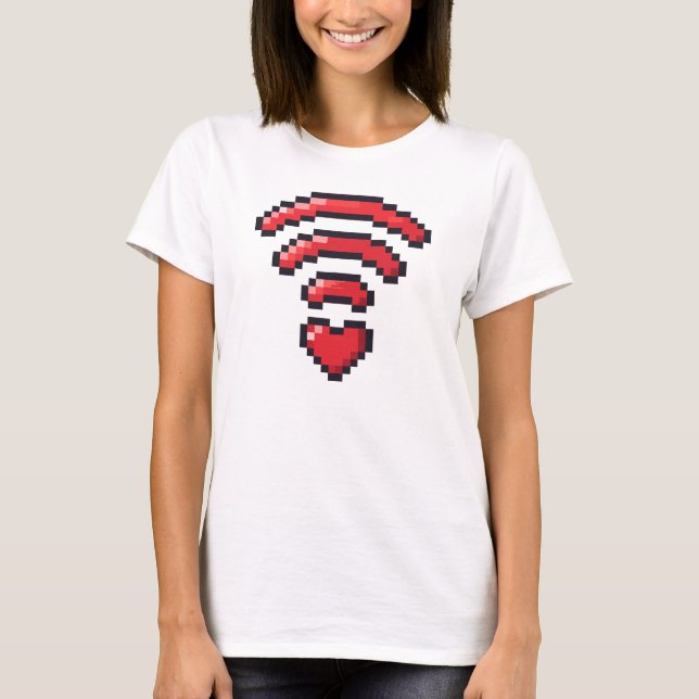 Camiseta Pixel Heart WiFi Love Signal (Anverso)