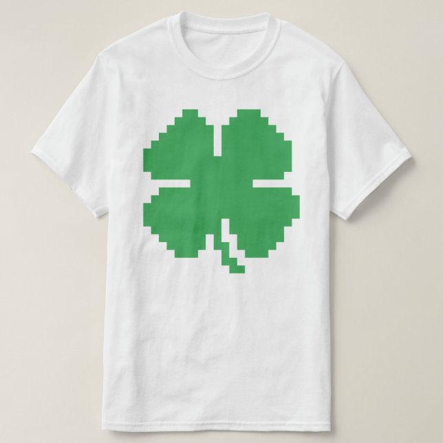 Camiseta Pixel Lucky Four Leaf Clover de 8 bits (Diseño del anverso)