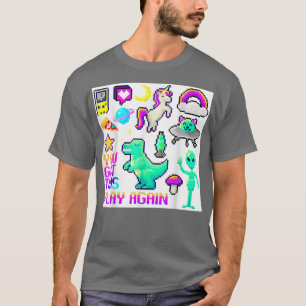 Camiseta Pixel Motif Manga Hoodie Anime T-Rex Unicorn Pizz