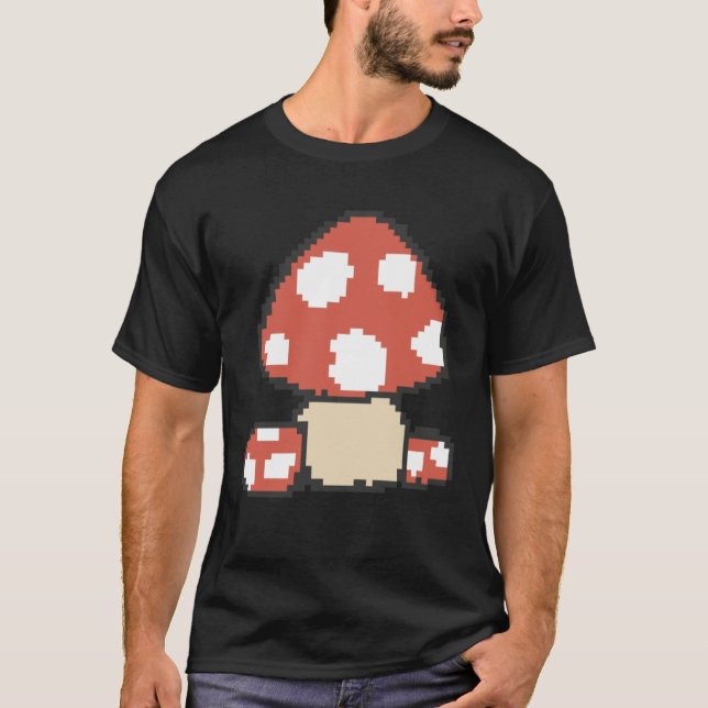 Camiseta Pixel Mushroom 8 Bit Retro Gaming Fly Agaric Gamer (Anverso)