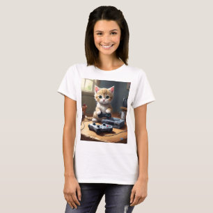 Camiseta "Pixel Paws: The Gamer Kitten in Action"