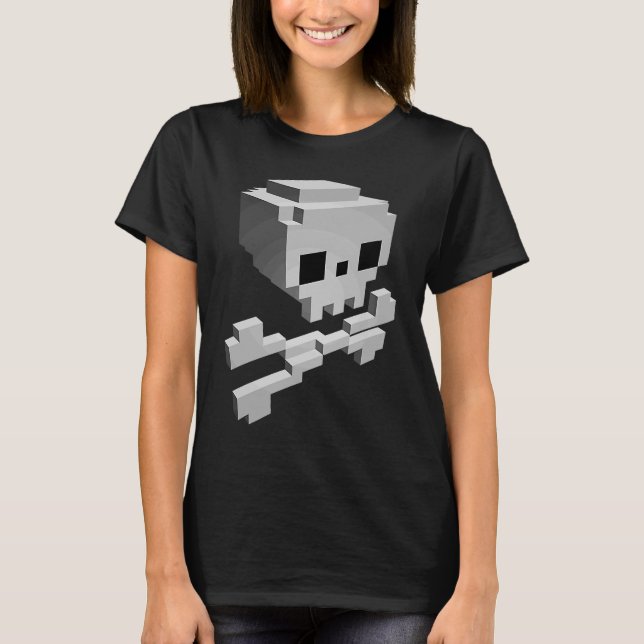 Camiseta Pixel Pirate Skull & Crossbone Jolly Roger (Anverso)