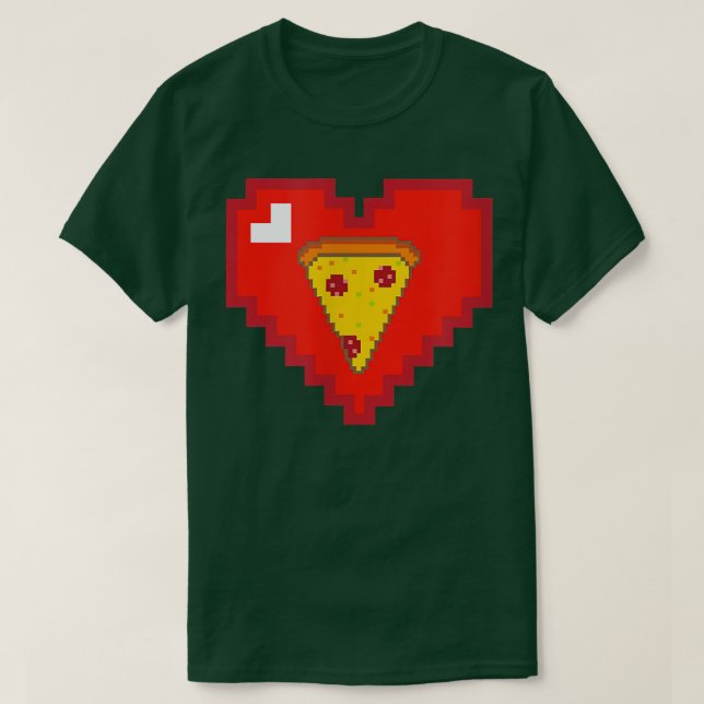 Camiseta Pixel Pizza Heart 80s Video Game Love 13282855 (Diseño del anverso)