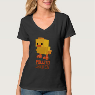 Camiseta Pixel Pollito Chicken Gracioso Retro Estilo de Vid