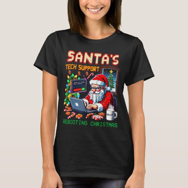 Camiseta Pixel Rebooting Santa's Tech Support (Anverso)
