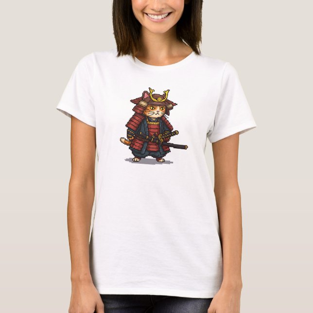 Camiseta Pixel Samurai Cat (Anverso)