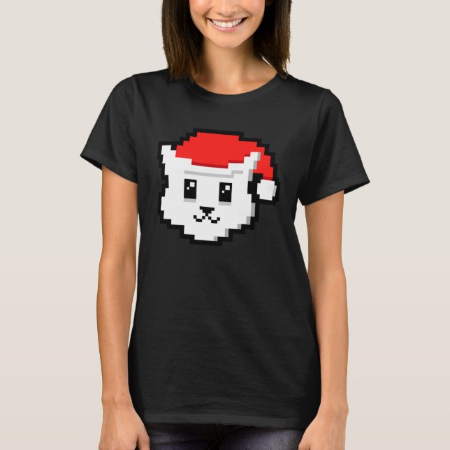 Camiseta Pixel Santa Claus Cat 8 Bits Gaming Navidades (Anverso)