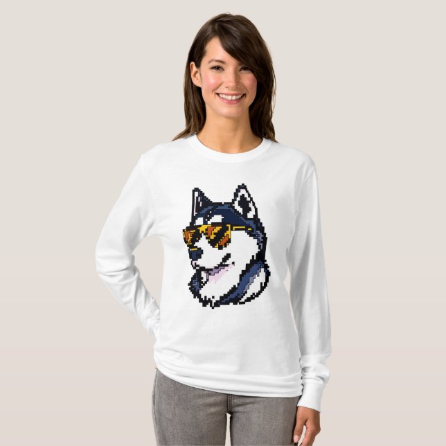 Camiseta Pixel Siberian Husky (Anverso completo)
