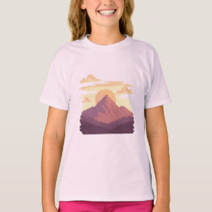 Camiseta Pixel Sunrise Mountain – Calm Pixel Landscape