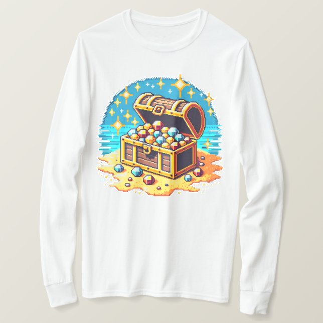 Camiseta Pixel Treasure Chest - Diseño de Loot para Juegos  (Anverso del diseño)