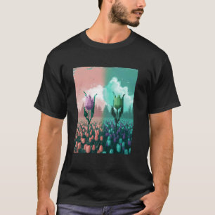Camiseta Pixel Tulip Paisaje Arte Retro Glitch Pascua Prima