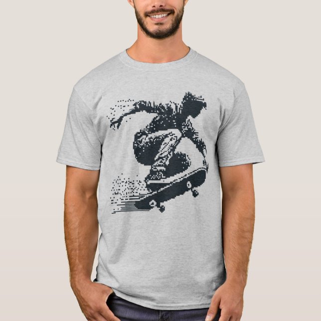 Camiseta Pixelado Skateboard Gráfico (Anverso)
