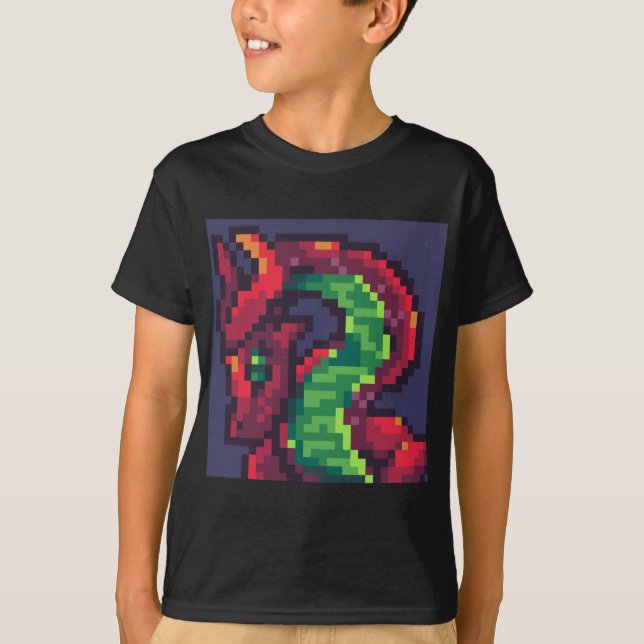 Camiseta Pixelart, Pixel Art, dragon (Anverso)