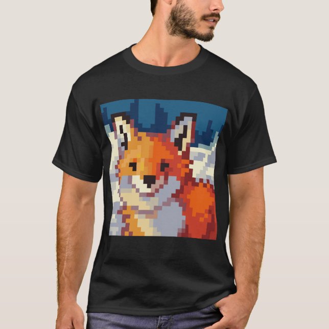 Camiseta Pixelart, Pixel Art, Fox, vos (Anverso)