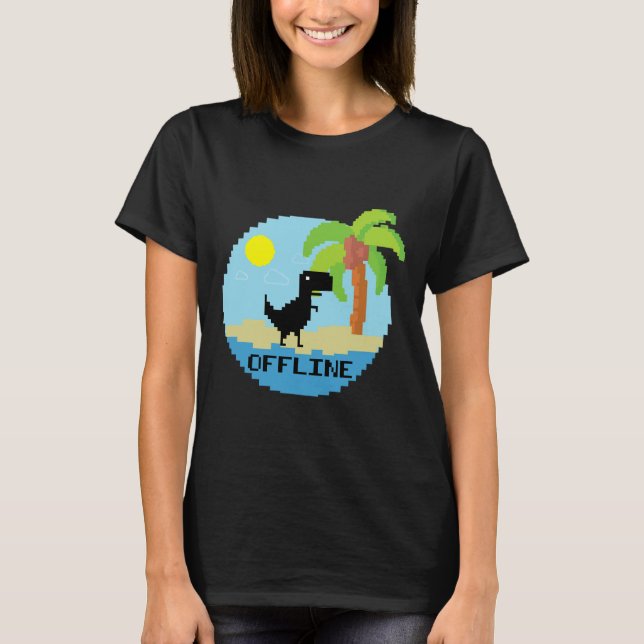 Camiseta Pixelated Dinosaur Vacation Tech Enthusiasts Coder (Anverso)