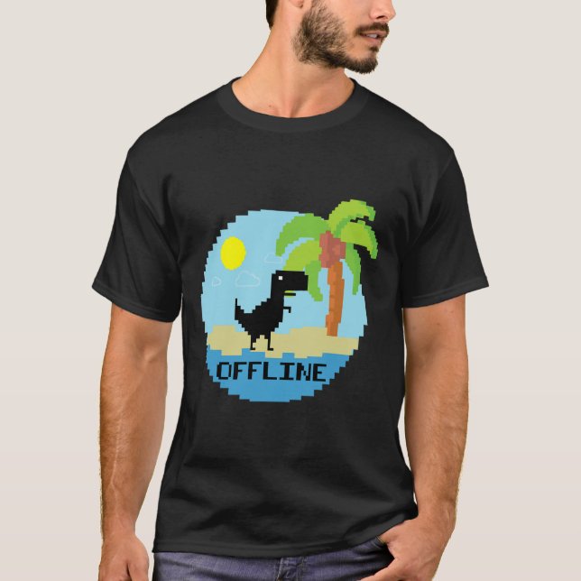 Camiseta Pixelated Dinosaur Vacation Tech Enthusiasts Coder (Anverso)