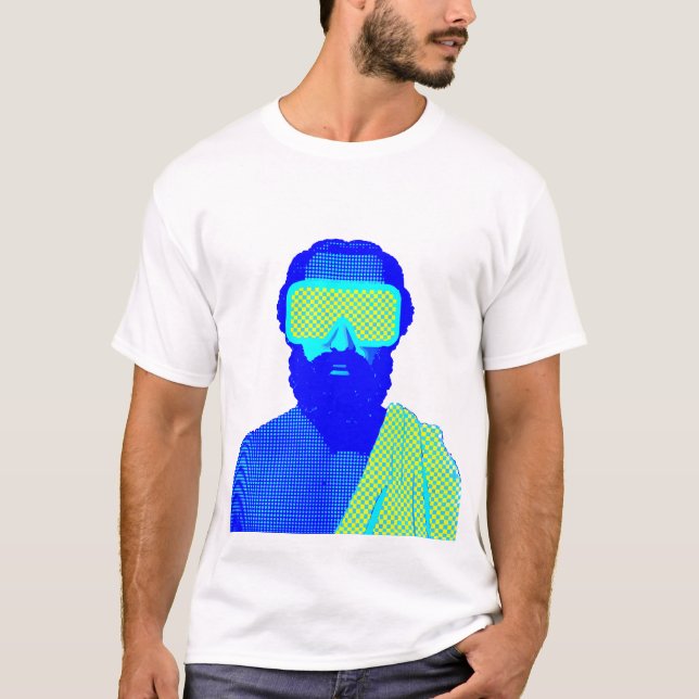 Camiseta Pixelated Futuristic Bearded Figure Retro (Anverso)