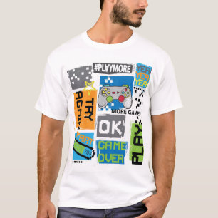 Camiseta Píxeles de juego de tipografía: fondo lúdico.